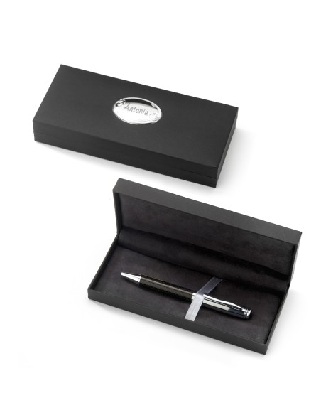 Penna a Sfera Carbonio Nero Lucido con Astuccio Personalizzabile