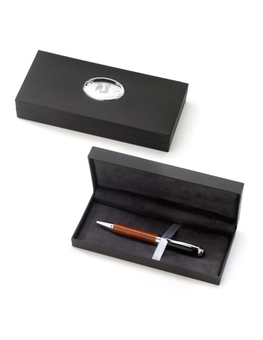Penna Roller Legno e Resina Nera Lucida con...