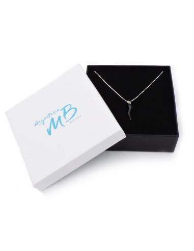 Sterling Silver Necklace with Black Enamelled...