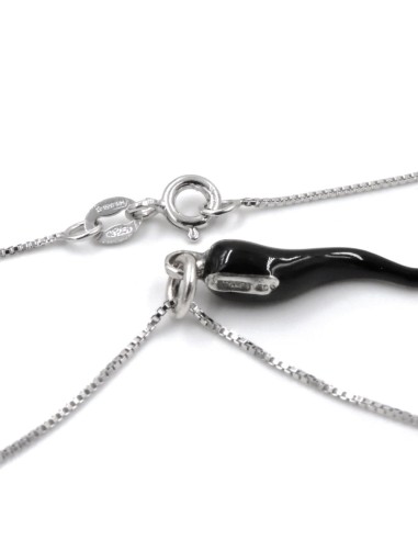 Sterling Silver Necklace with Black Enamelled...