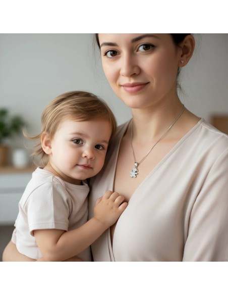 Collana con Ciondolo Bebè Girl in Argento 925 e Zirconi Bianchi