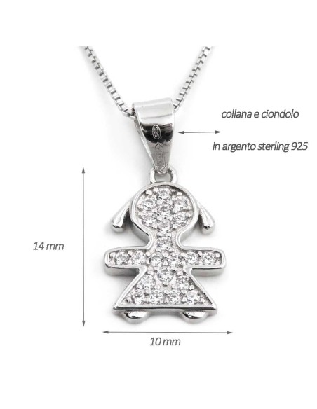 Bracciale Catena Donna in Argento 925 Rodiato con Ciondolo Doppio Cuore