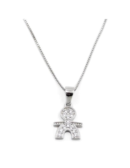Collana con Ciondolo Bebè Boy in Argento 925 e Zirconi Bianchi