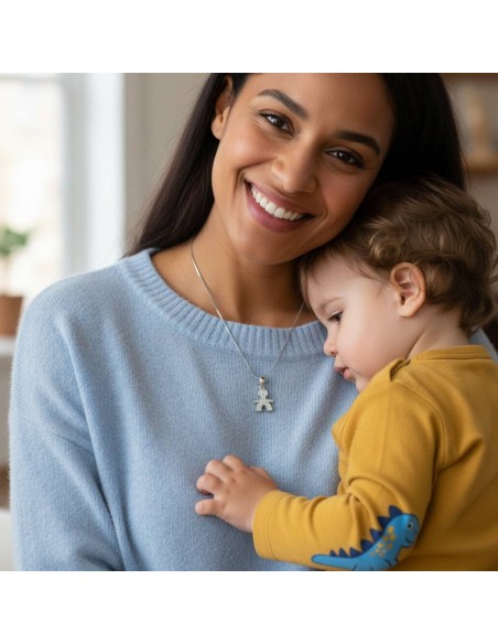 925 Sterling Silver Necklace with Baby Boy Pendant 