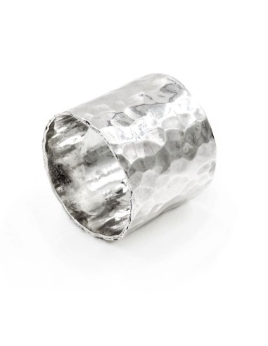 Hammered 925 Sterling Silver Band Ring 