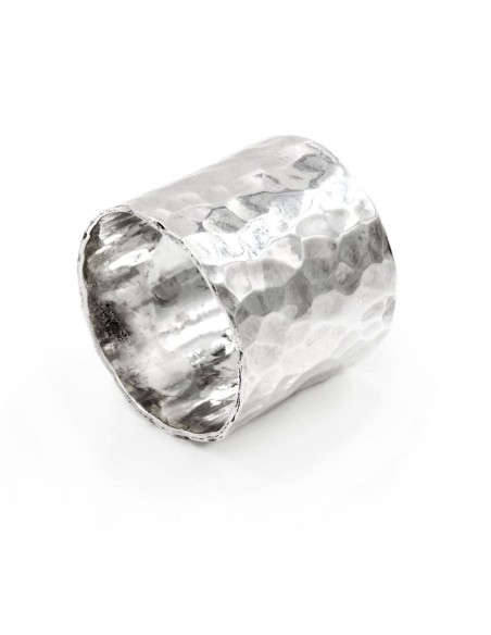 Anello Fascia in Argento 925 Martellato Multisfaccettato