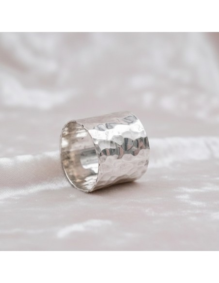 Hammered 925 Sterling Silver Band Ring 