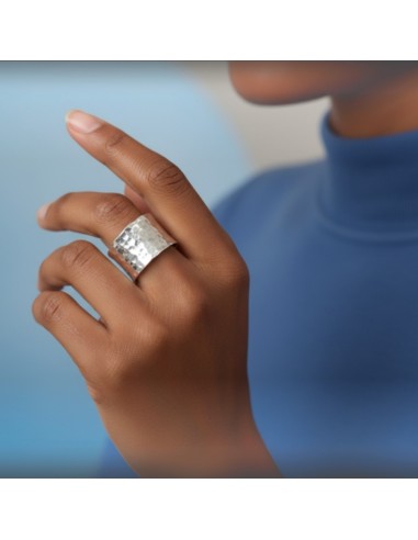 Hammered 925 Sterling Silver Band Ring 