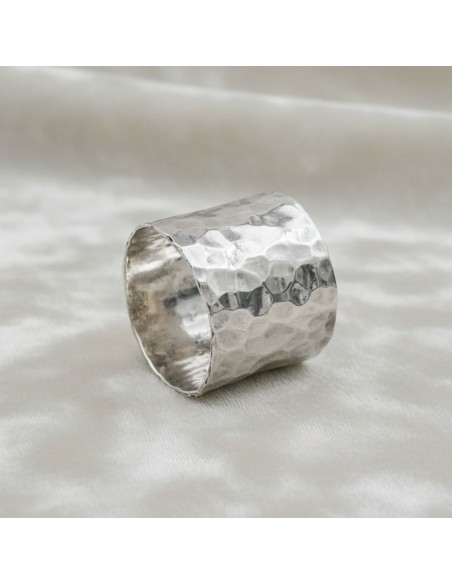 Hammered 925 Sterling Silver Band Ring 