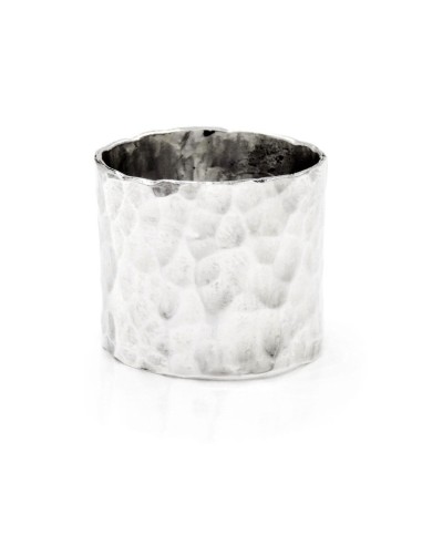 Hammered 925 Sterling Silver Band Ring 