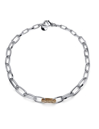 Zweifarbige Halskette mit Zirkonia-Glied 2780...