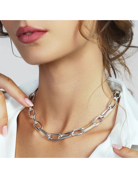 Zweifarbige Halskette mit Zirkonia-Glied 2780 ?Unoaerre