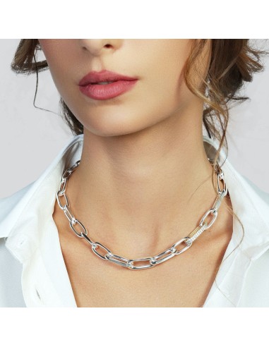 Zweifarbige Halskette mit Zirkonia-Glied 2780...