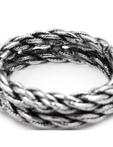 Burnished 925 Sterling Silver Rope Ring 