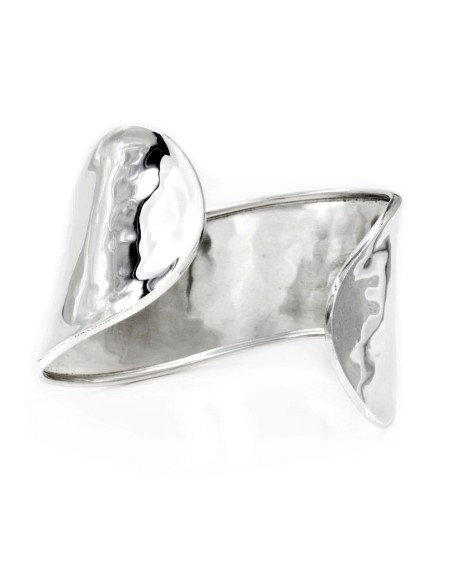 Bracciale Onda Fascia in Argento 925 Martellato