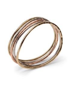 Set of 5 Hammered Bangles in Three Colors 0381 Unoaerre