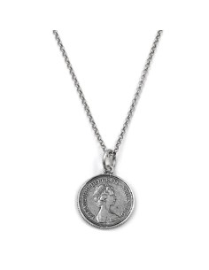 Collana con Ciondolo Moneta Sterlina One Pound del 1974...