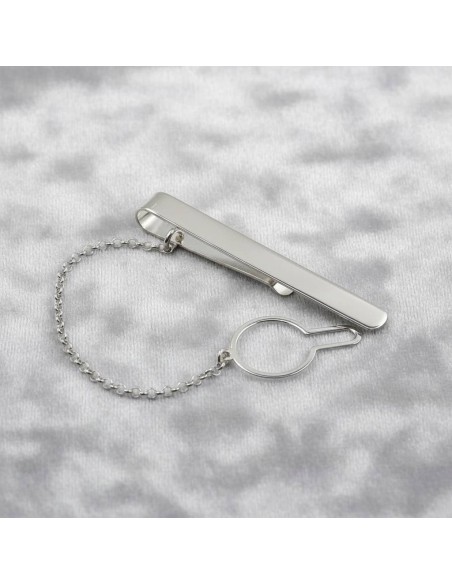 925 Sterling Silver Tie Clip with Engraved Initials