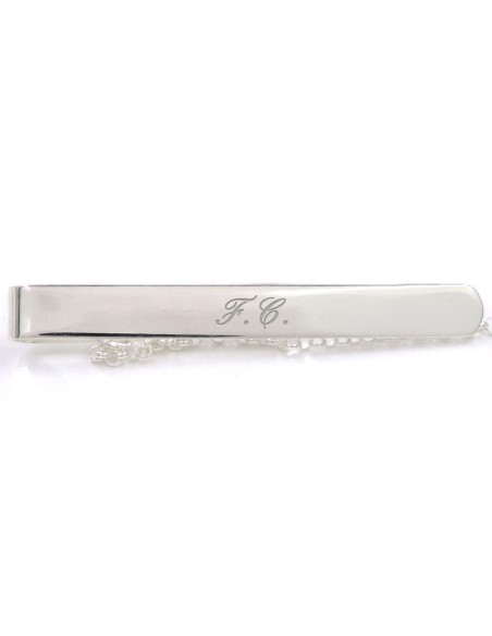 925 Sterling Silver Tie Clip with Engraved Initials