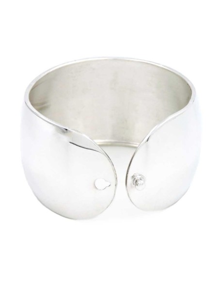 Polished 925 Sterling Silver Domed Cuff Bracelet with Pin Closure