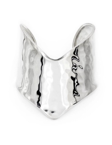 Hammered 925 Sterling Silver V-Shaped Bangle...