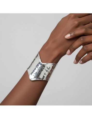 Hammered 925 Sterling Silver V-Shaped Bangle...