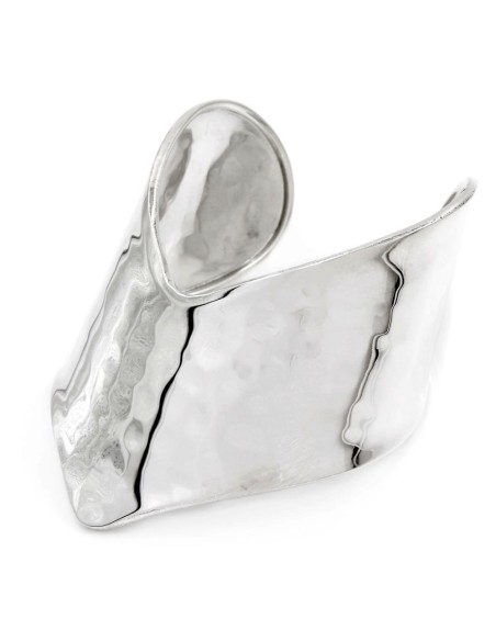 Hammered 925 Sterling Silver V-Shaped Bangle Bracelet