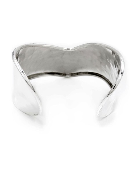 Hammered 925 Sterling Silver V-Shaped Bangle Bracelet