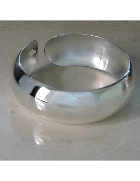 925 Sterling Silver Rigid Domed Bracelet with Pin Clasp