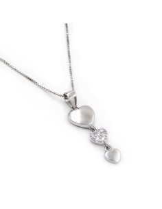 Sterling Silver Three Hearts Pendants Necklace
