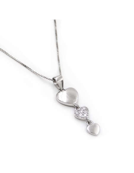 Dreifach-Herzanhänger aus 925er Sterlingsilber und Weißen Zirkonia