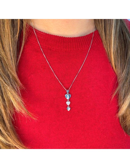 Dreifach-Herzanhänger aus 925er Sterlingsilber und Weißen Zirkonia