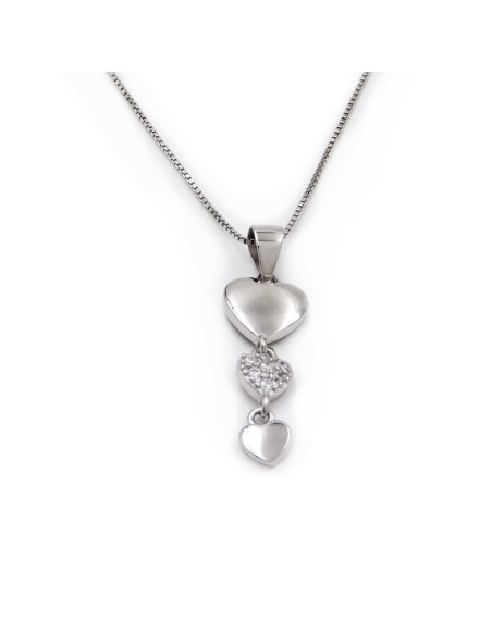 Dreifach-Herzanhänger aus 925er Sterlingsilber und Weißen Zirkonia