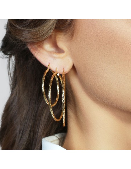 Golden Hoop Maxi Earrings Diamond Finish