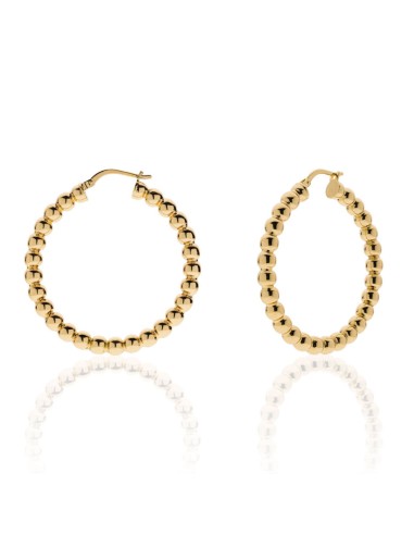 Golden Hoop Earrings with Bead Tube