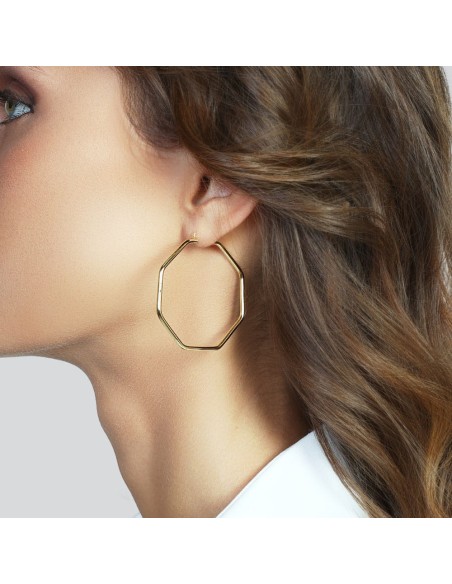Hoop Earrings Octagon-Shape Design Diameter 4.50 cm