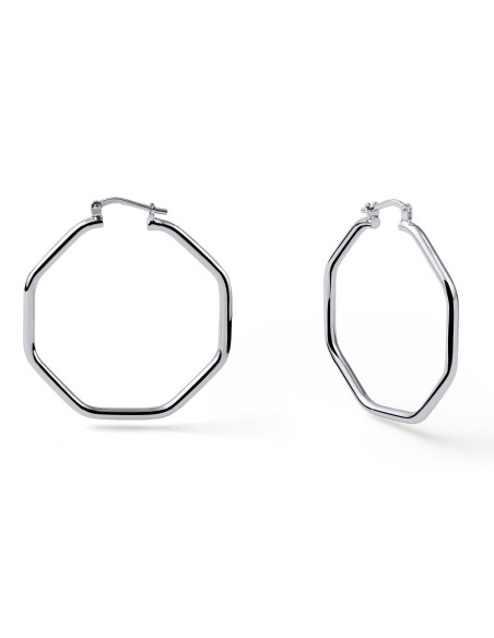 Orecchini a Cerchio Ottagonale Argentati Diametro 3 cm 2753 UNOAERRE
