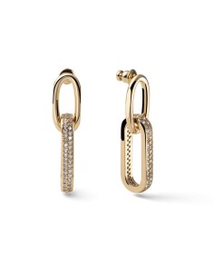 Golden-Plated Chain Earrings Link with Cubic Zirconia