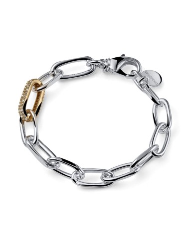 Bicolor Bracelet with Cubic Zirconia Link