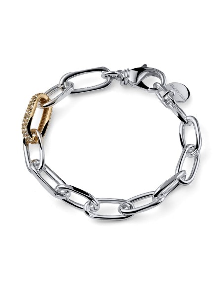 Bracciale Catena Fantasia Bicolore con Pavè di Zirconi 2772 UNOAERRE