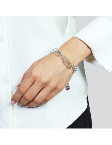 Bracciale Catena Fantasia Bicolore con Pavè di...