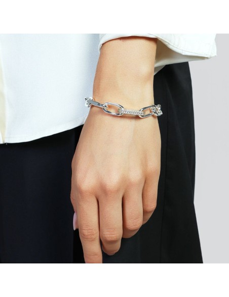 Bicolor Bracelet with Cubic Zirconia Link