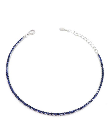 Bracciale Tennis Mini in Argento 925 con Zirconi Blu