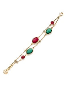 Bracciale Dorato con Pietre Rosse e Verdi Jaipur 2265...