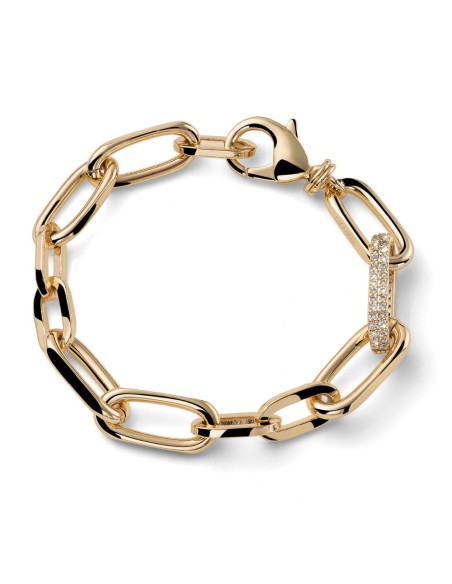 Goldenes Ovales Kettenarmband mit Pavé-Zirkonia-Gliedern