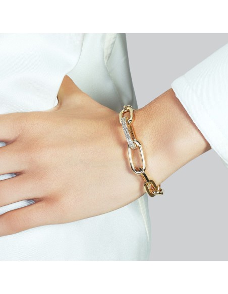 Golden Bracelet with Cubic Zirconia Link