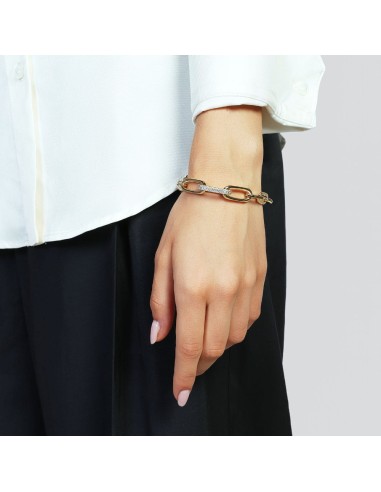 Bracciale Catena Ovale Dorata con Maglia Pavè...