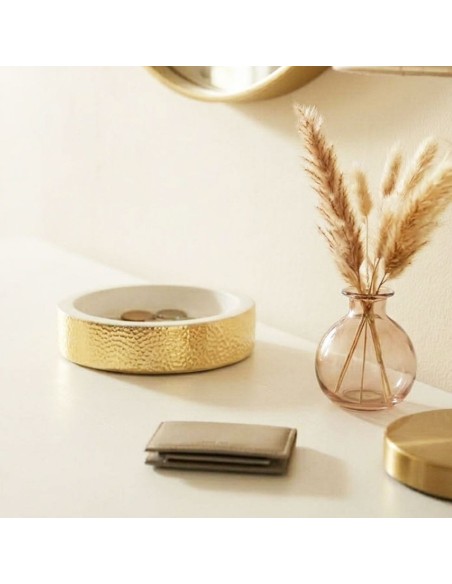 Rundes Material Weiß und Gold Leere Taschen