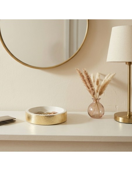 Rundes Material Weiß und Gold Leere Taschen