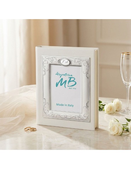Personalisierbares Weißes Hochzeitsfotoalbum mit Blumendekoration
